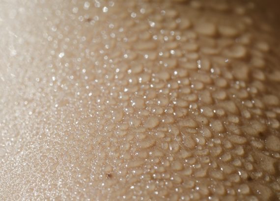 Close up of sweat on skin
