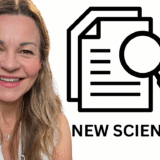 Journalist Clare Johnston to the left of the image alongside two study papers and the words NEW SCIENCE
