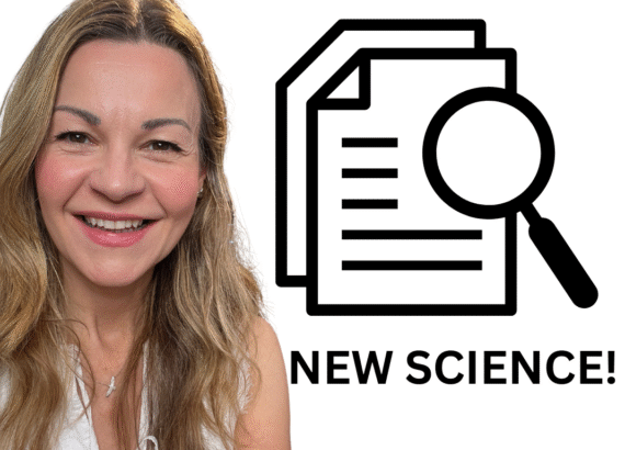 Journalist Clare Johnston to the left of the image alongside two study papers and the words NEW SCIENCE