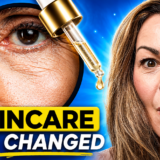 A shocked looking Clare Johnston pictured next to the words Skincare Has Changed